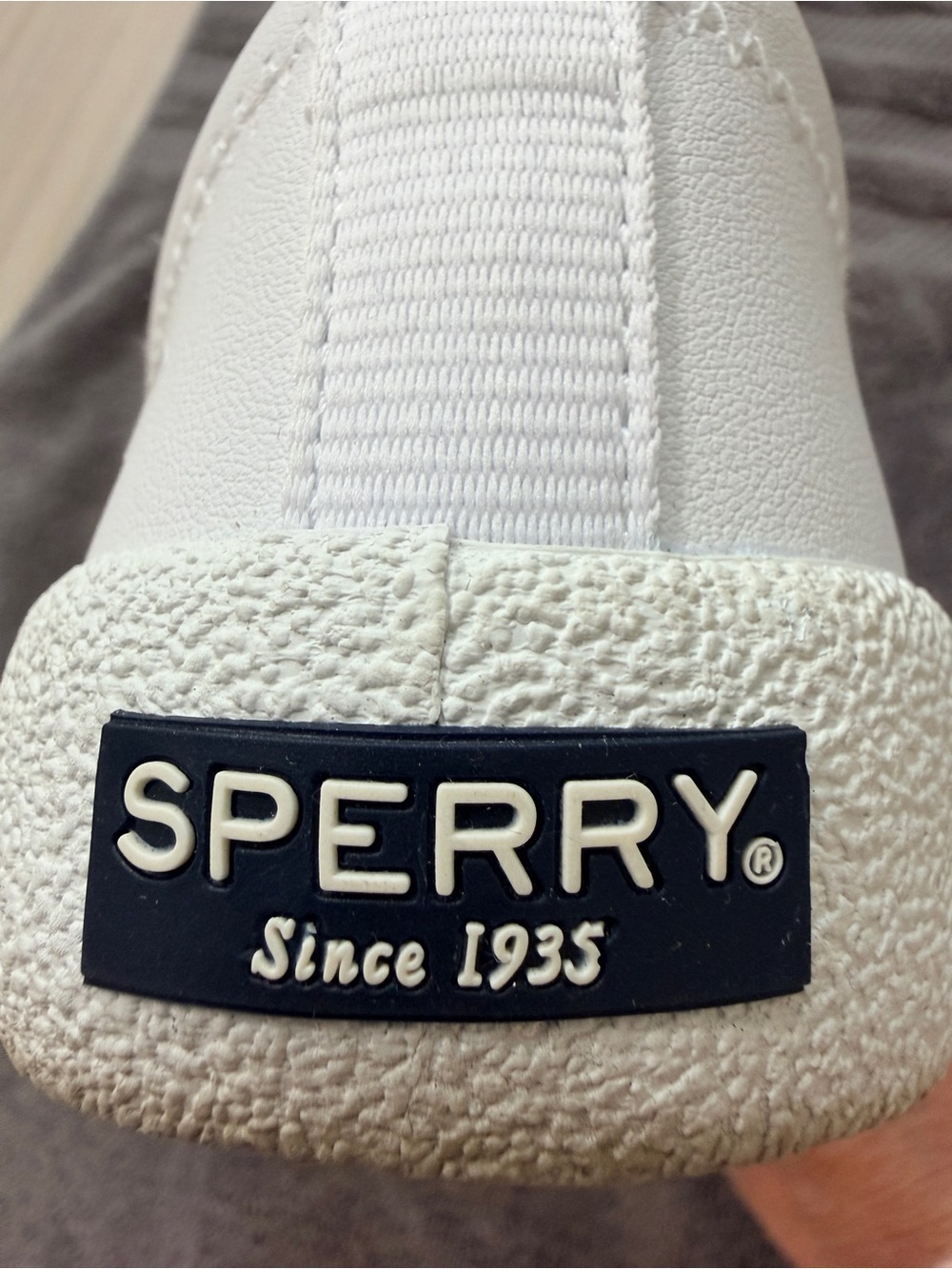 Sperry White Low-Top Leather Sneakers with Cream Lace Accents - Picture 5 of 6